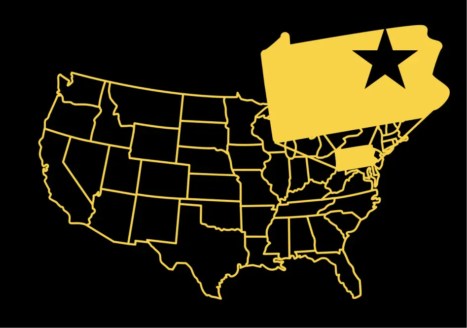 Map of woodwards location in Pennsylvania