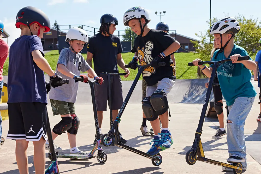 Scooter campers hanging out
