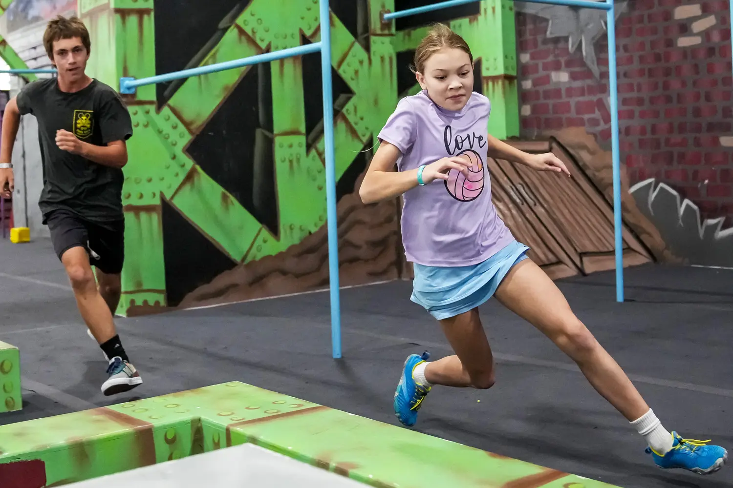 Parkour chase in the Progression Centre